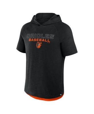 Men's Black Baltimore Orioles Clubhouse Optimal Play Raglan Short Sleeve Pullover Hoodie