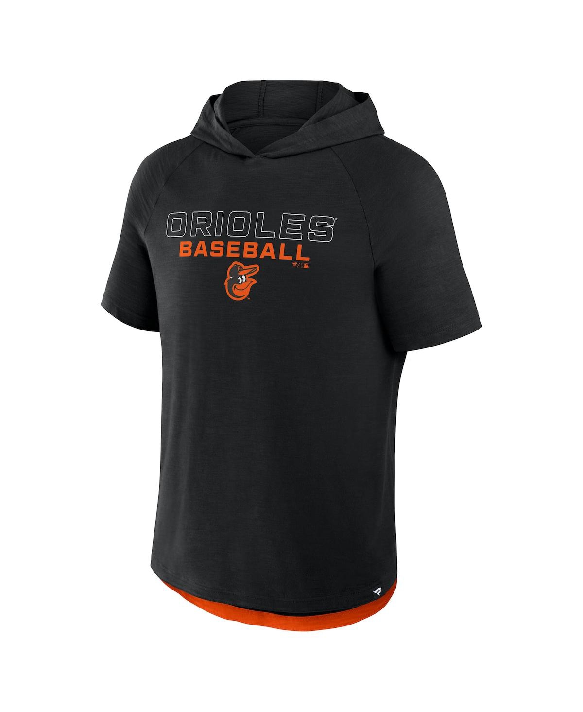 Fanatics Men's Black Baltimore Orioles Clubhouse Optimal Play Raglan Short Sleeve Pullover Hoodie In Black