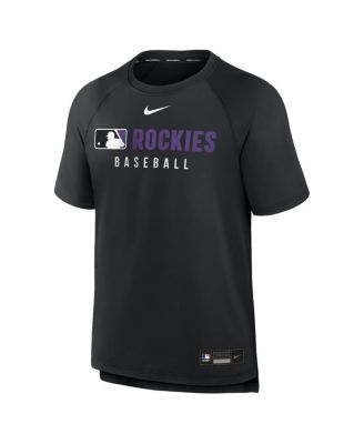 Men's Black Colorado Rockies Authentic Collection Pregame Raglan Performance T-Shirt