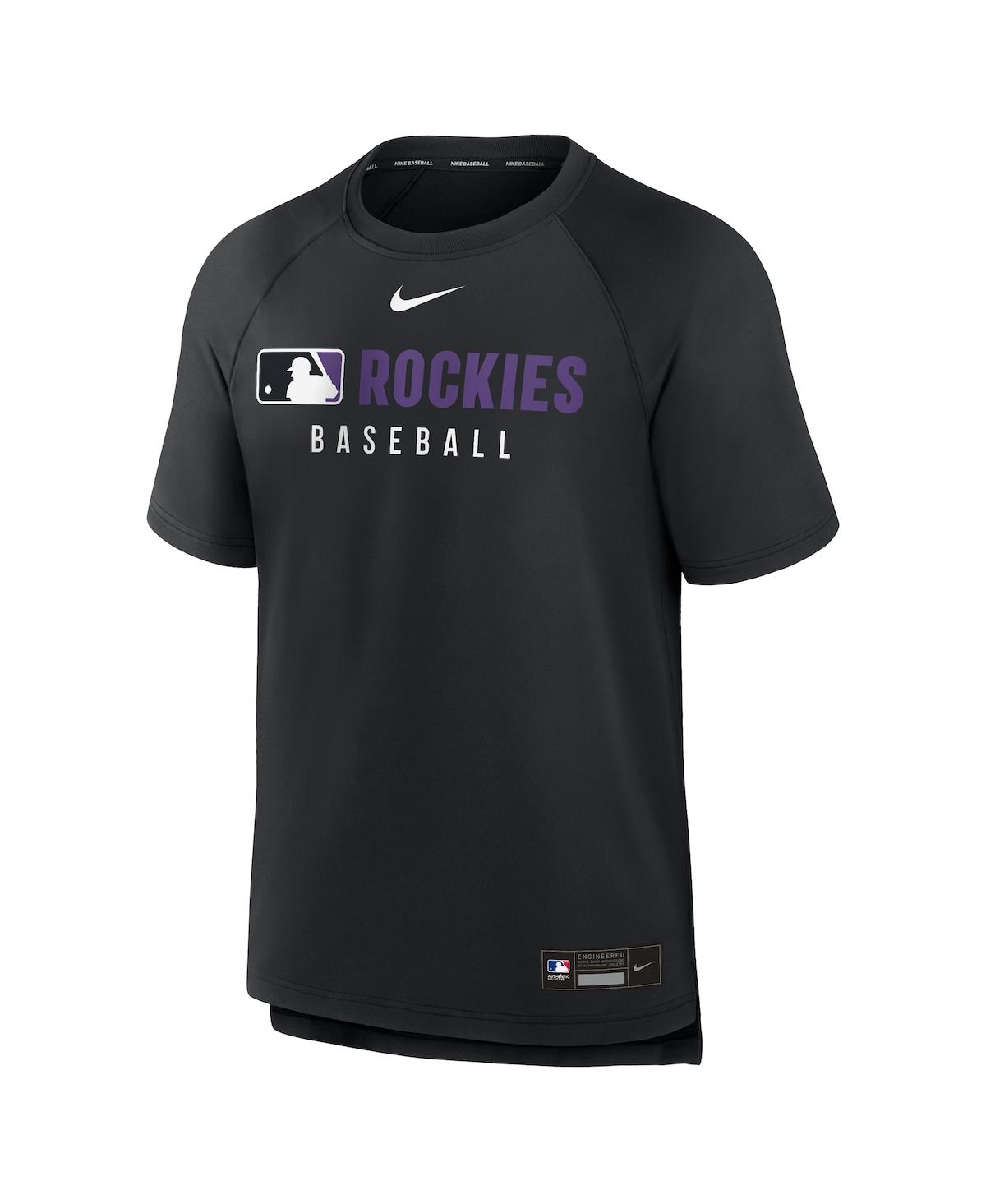 Nike Men's Black Colorado Rockies Authentic Collection Pregame Raglan Performance T-shirt In Black