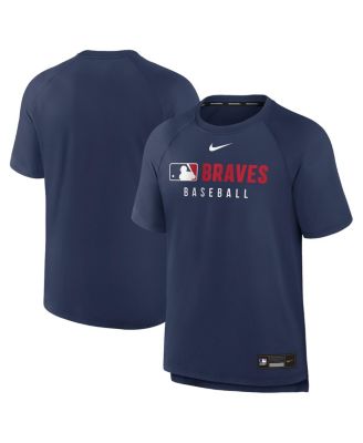 Nike - Men's Navy Atlanta Braves Authentic Collection Pregame Raglan Performance T-Shirt