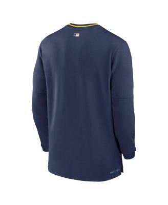Men's Navy Milwaukee Brewers Authentic Collection Performance Half-Zip Top