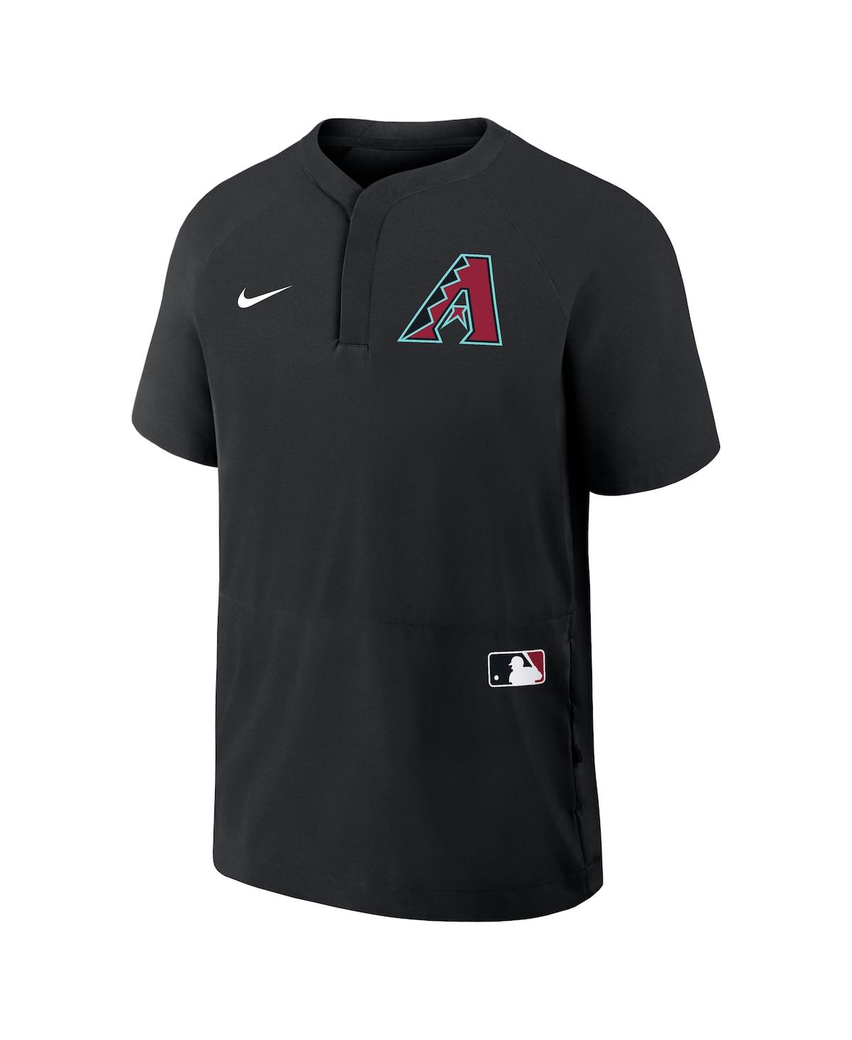 Nike Men's Black Arizona Diamondbacks Authentic Collection Raglan Short Sleeve Windshirt In Black