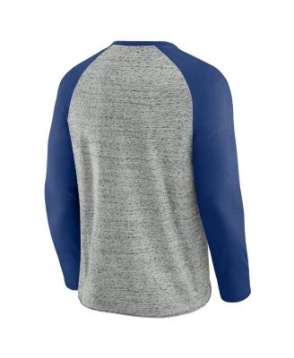 Men's Heather Gray Detroit Tigers Raw Edge Raglan Long Sleeve Baseball T-Shirt