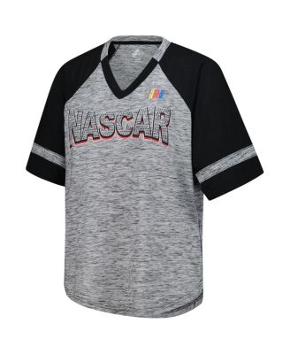Women's Heather Gray NASCAR Hall of Fame Oversized Raglan V-neck T-Shirt