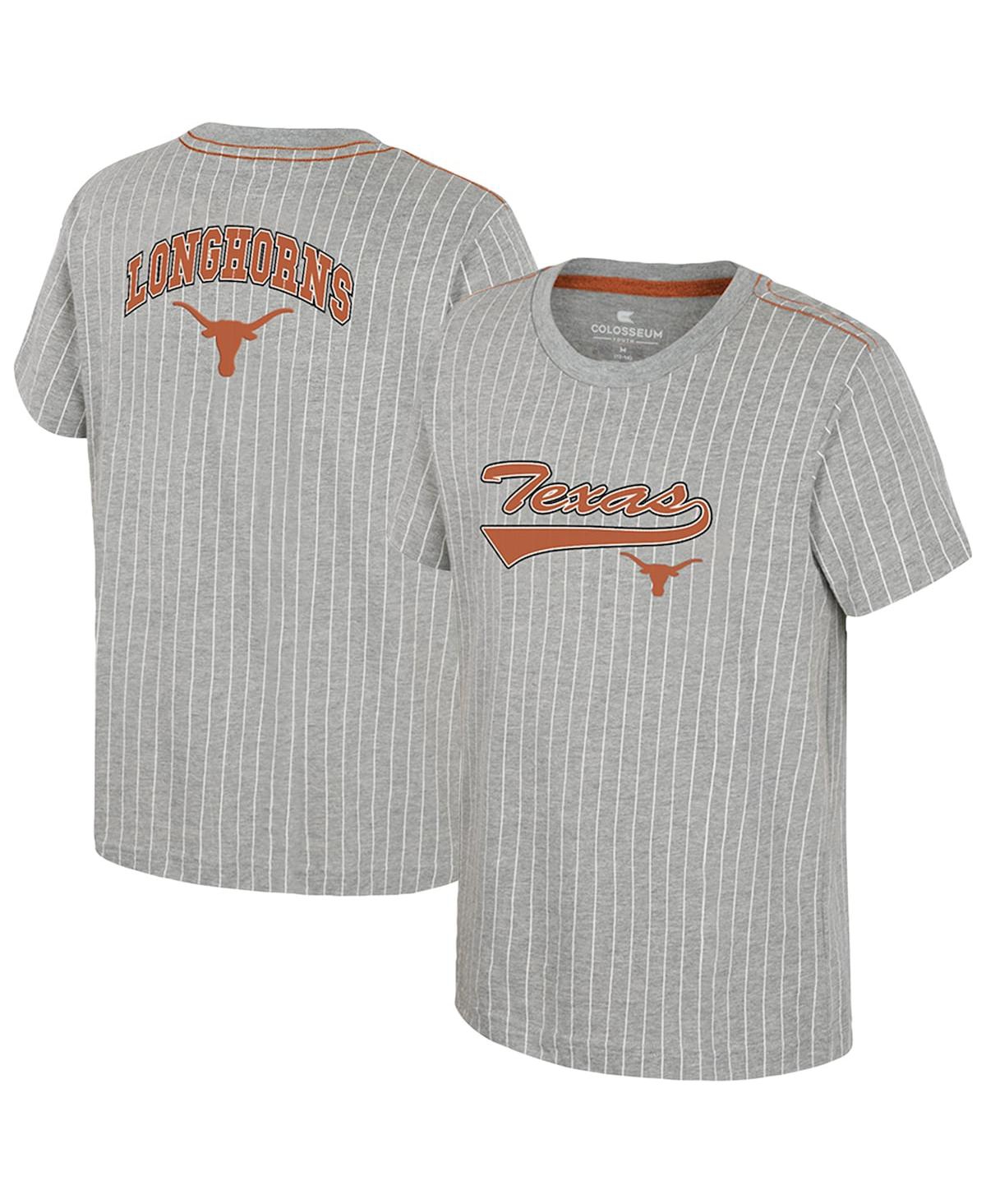 Colosseum Big Boys And Girls Heather Gray Texas Longhorns Airball Baseball T-shirt In Heather Gray