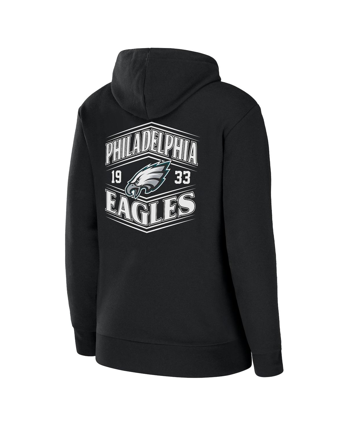 Wear By Erin Andrews Black Philadelphia Eagles Angled Full-zip Hoodie In Black