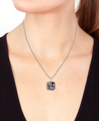 EFFY&reg; Multi-Gemstone Locket 18" Pendant Necklace (6-3/4 ct. t.w.) in Sterling Silver