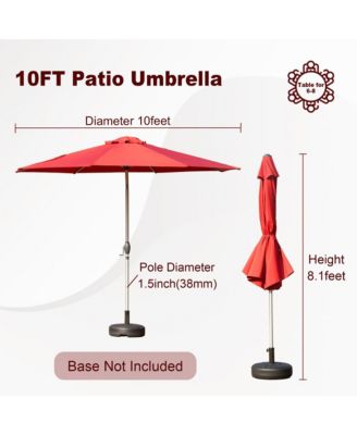 10FT Patio Umbrella, Outdoor Table Umbrella with Push Button Tilt and Crank, Market Sun Umbrella with 8 Sturdy Ribs