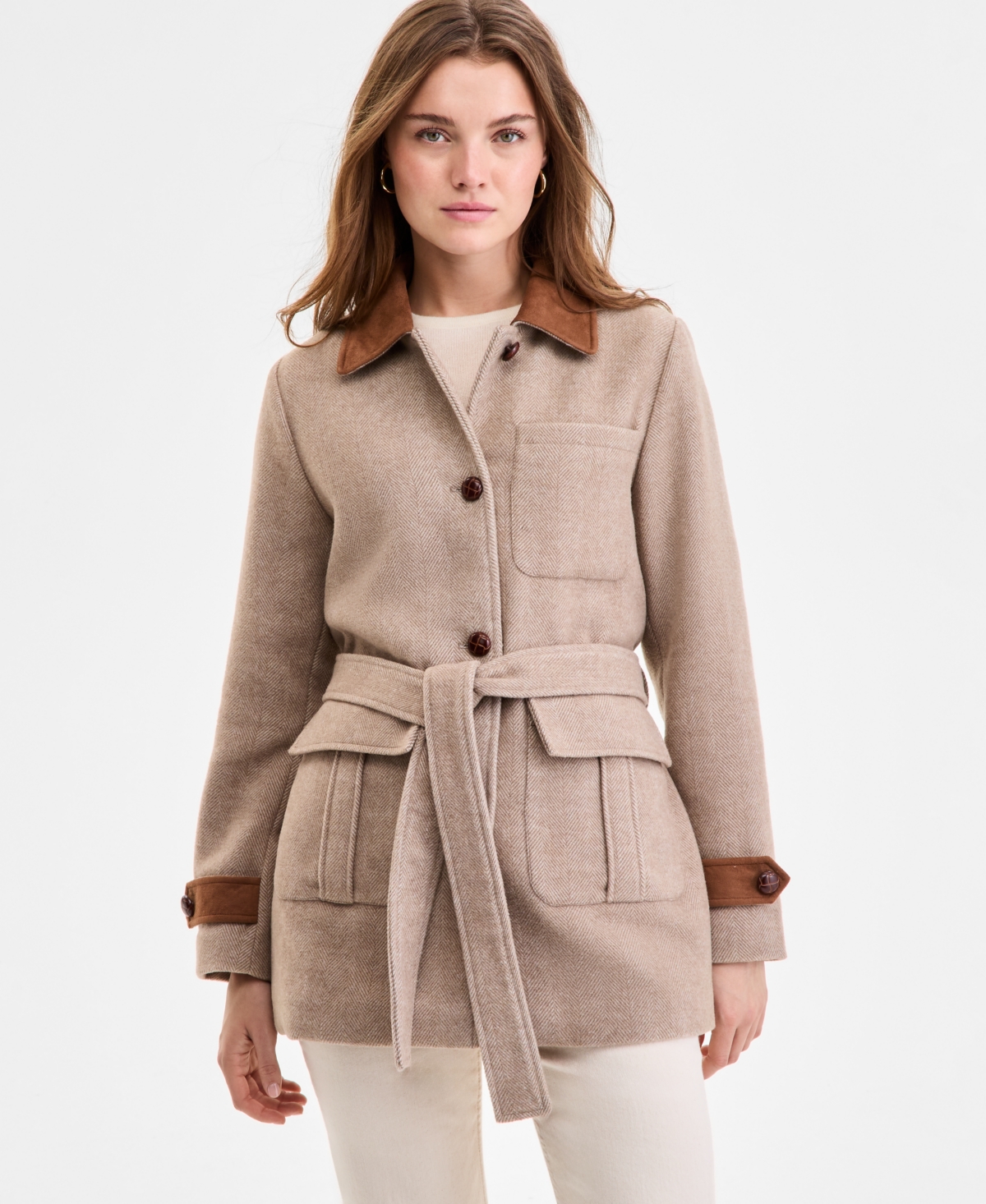 Steve Madden Women's Belted Single-breasted Jacket In Brown