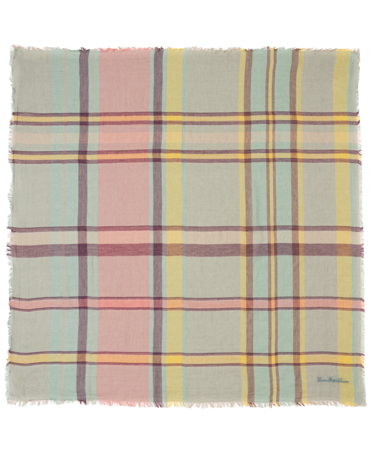 Spring Woven Plaid Square Scarf - Rose Mauve