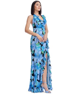 Women's Kathleen Ruffle-Trim Halter Gown 