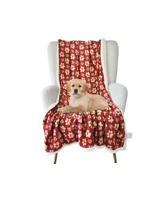 Ultra soft cozy Flannel Paw Print & Sherpa pet Blanket