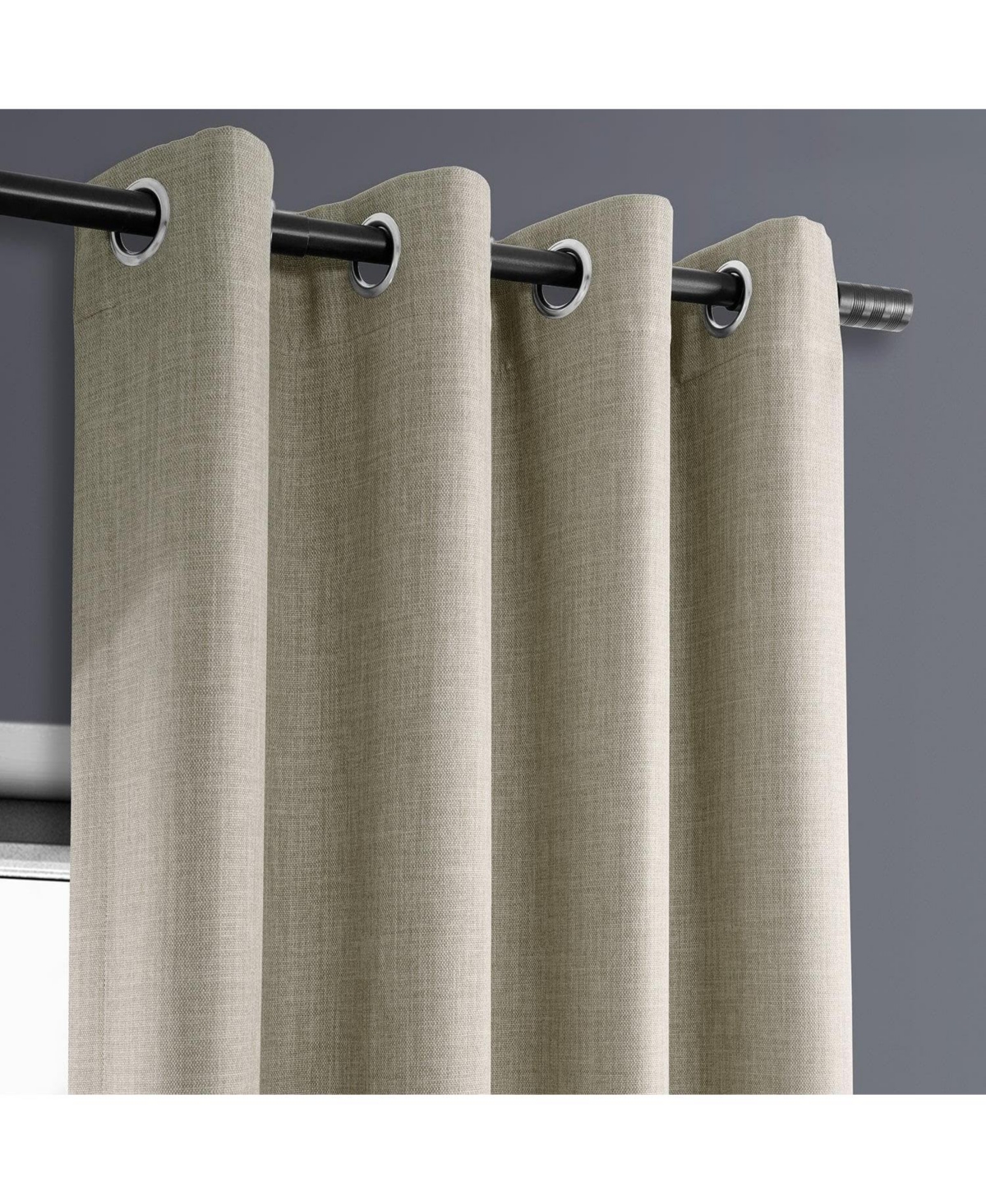 Half Price Drapes Grommet Textured Faux Linen Room Darkening Curtain In Brown