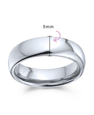 Plain Simple Dome Design Comfort Fit Titanium Band Ring Polished Black Silver Rose Gold Tone 5MM
