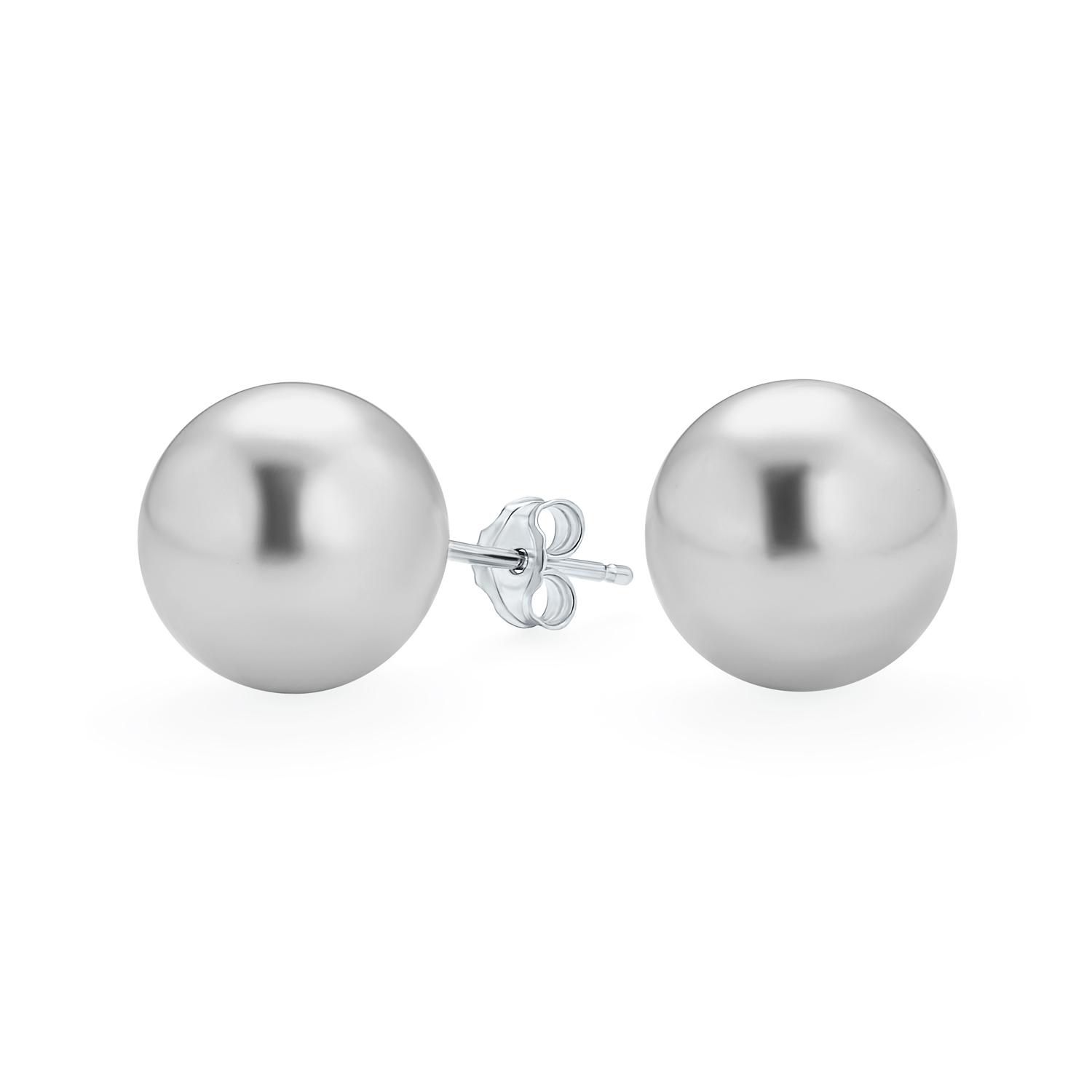 Classic Timeless Grey Faux Pearl Earrings .925 Sterling Silver Post