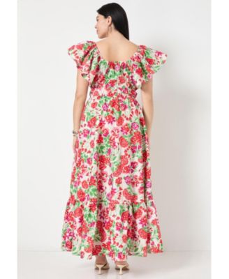 Women's June + Vie Smocked Poplin Maxi Dress
