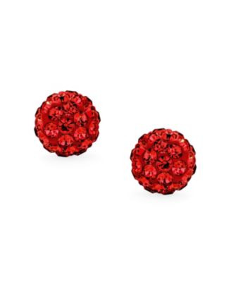 Elegant .925 Sterling Silver Round 8MM Glittering Pave Crystal Disco Ball Stud Earrings