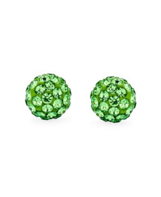 Elegant .925 Sterling Silver Round 8MM Glittering Pave Crystal Disco Ball Stud Earrings