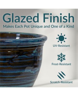 UV- and Frost-Resistant Ceramic Flower Pot Planter with Drainage Holes