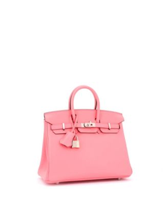 Pre-Owned Hermes Birkin 25 Handbag Pink Swift with Palladium Hardware