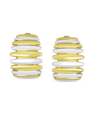 Geometric Shrimp Half Hoop Clip-On Earrings for Non-Pierced Ears Gold Silver