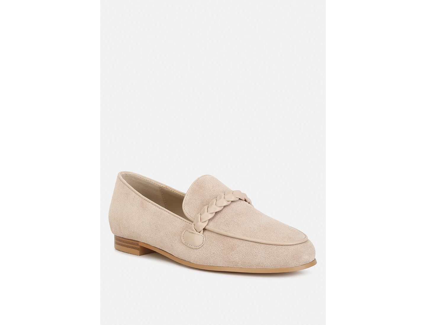 Женские туфли Rag & Co Echo Suede Leather Braided Detail, цвет: Бежевый — фото 3