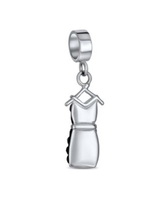 Fashion Crystal Black Dress Dangle Charm Bead Sterling Silver for European Bracelet