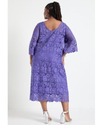Women's June + Vie Bell-Sleeve Lace Midi Dress