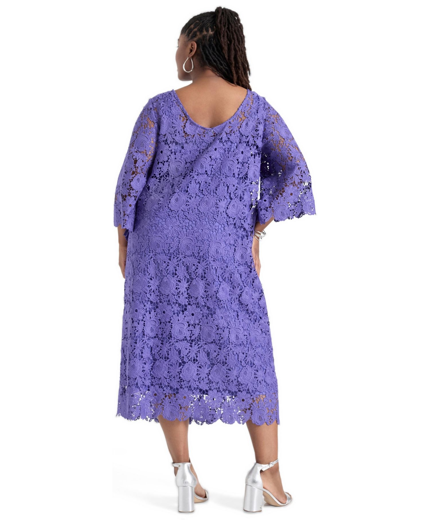 Women's June and Vie Bell-Sleeve Lace Midi Dress
