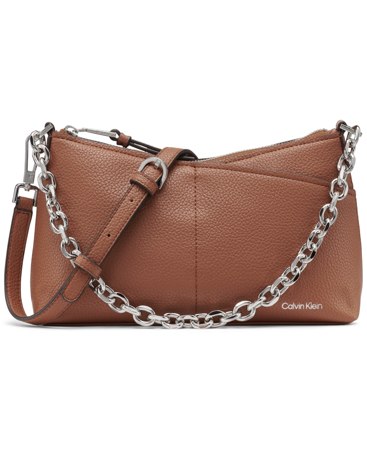 Shop Calvin Klein Zoe Chain Mini Crossbody Bag In Caramel