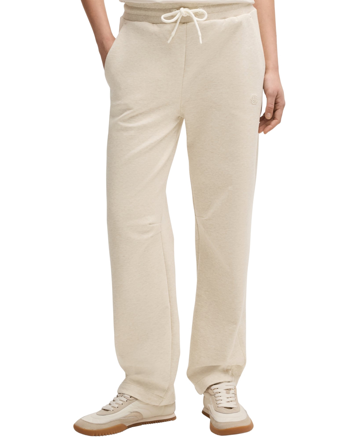 Boss by Hugo Boss Women's Cropped Cotton-Blend Tracksuit Pants - Open White