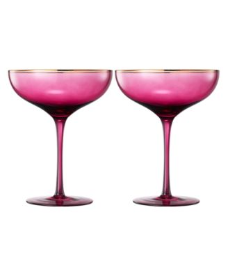 Gilded Rim Coupe Glasses, Set of 2