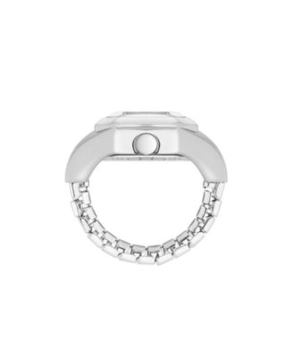 Women's Quartz Iconic Pink and Silver-Tone Metal Alloy Ring Watch, 22mm