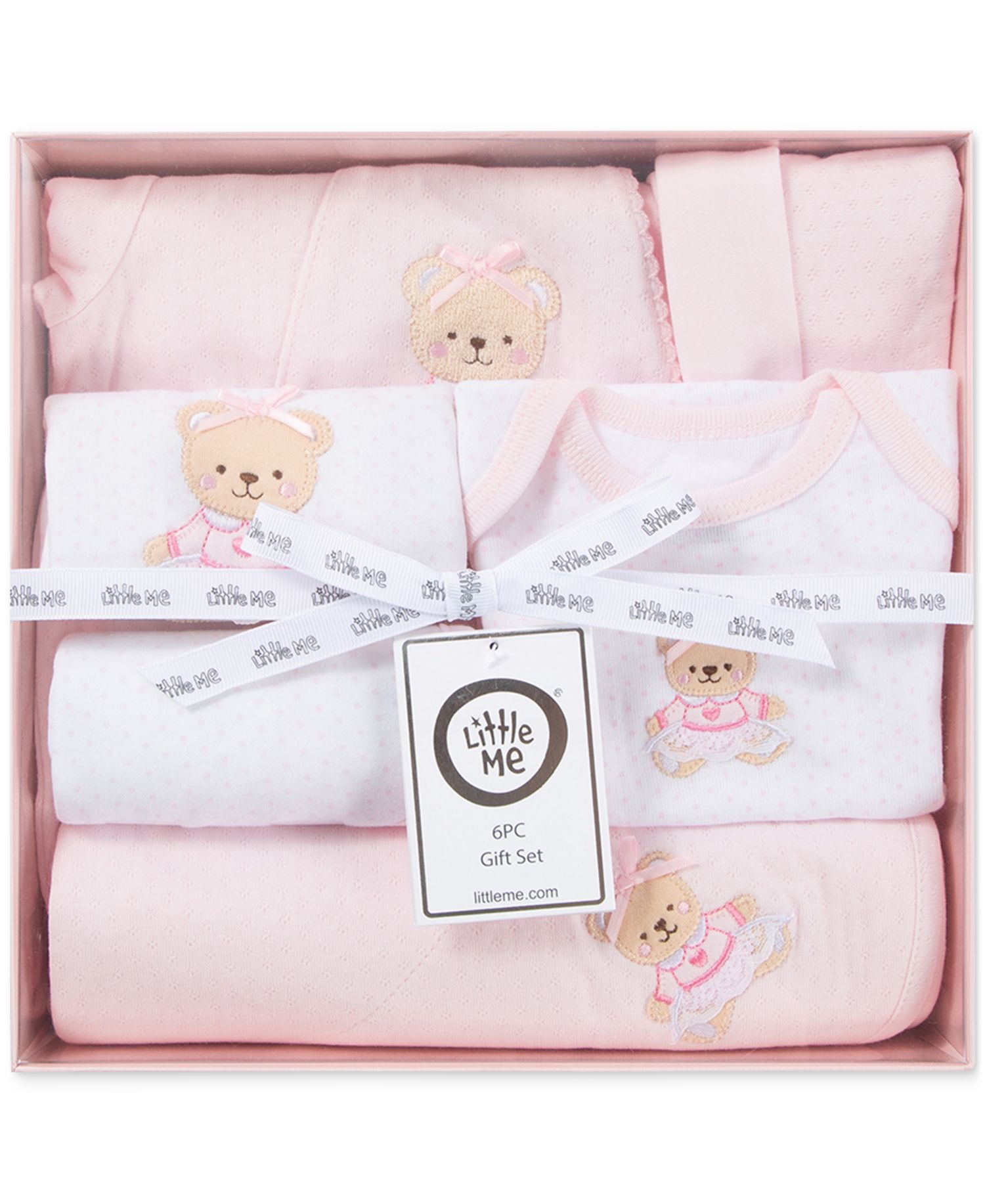 Baby Girls Sweet Bear Cotton Gift Box, 6 Piece Set