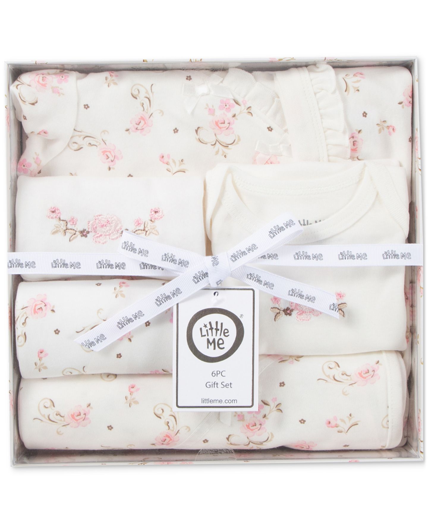 Подарочный набор Little Me Vintage Rose для малышек, 6 предметов, цвет: Розовый с принтом — фото 3