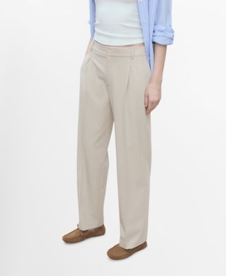 Women's Straight-Fit Pleated Trousers Pants