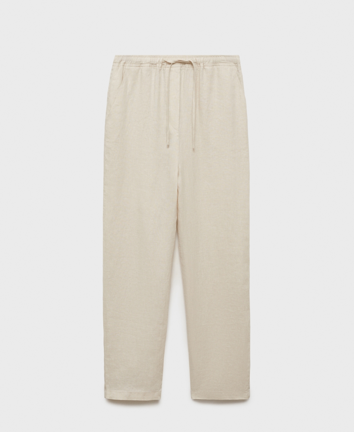 Mango Women's Straight Cropped Linen Trousers Pants