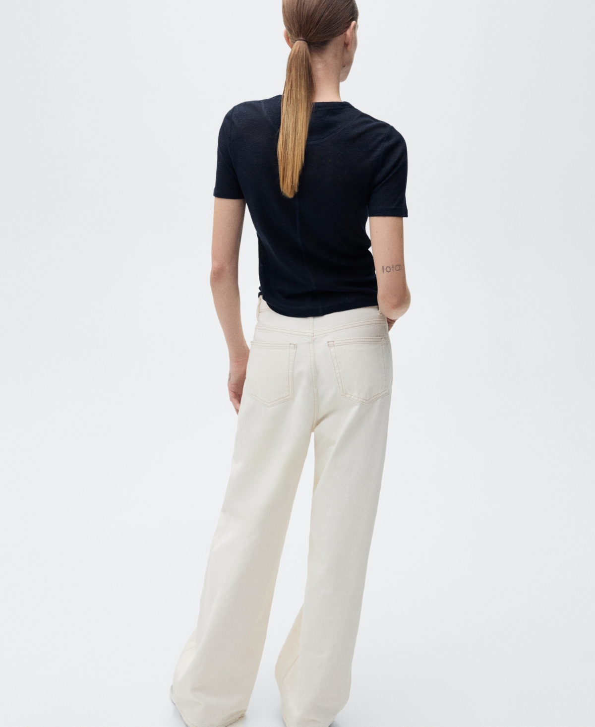 Mango Linen T-shirt In Blue
