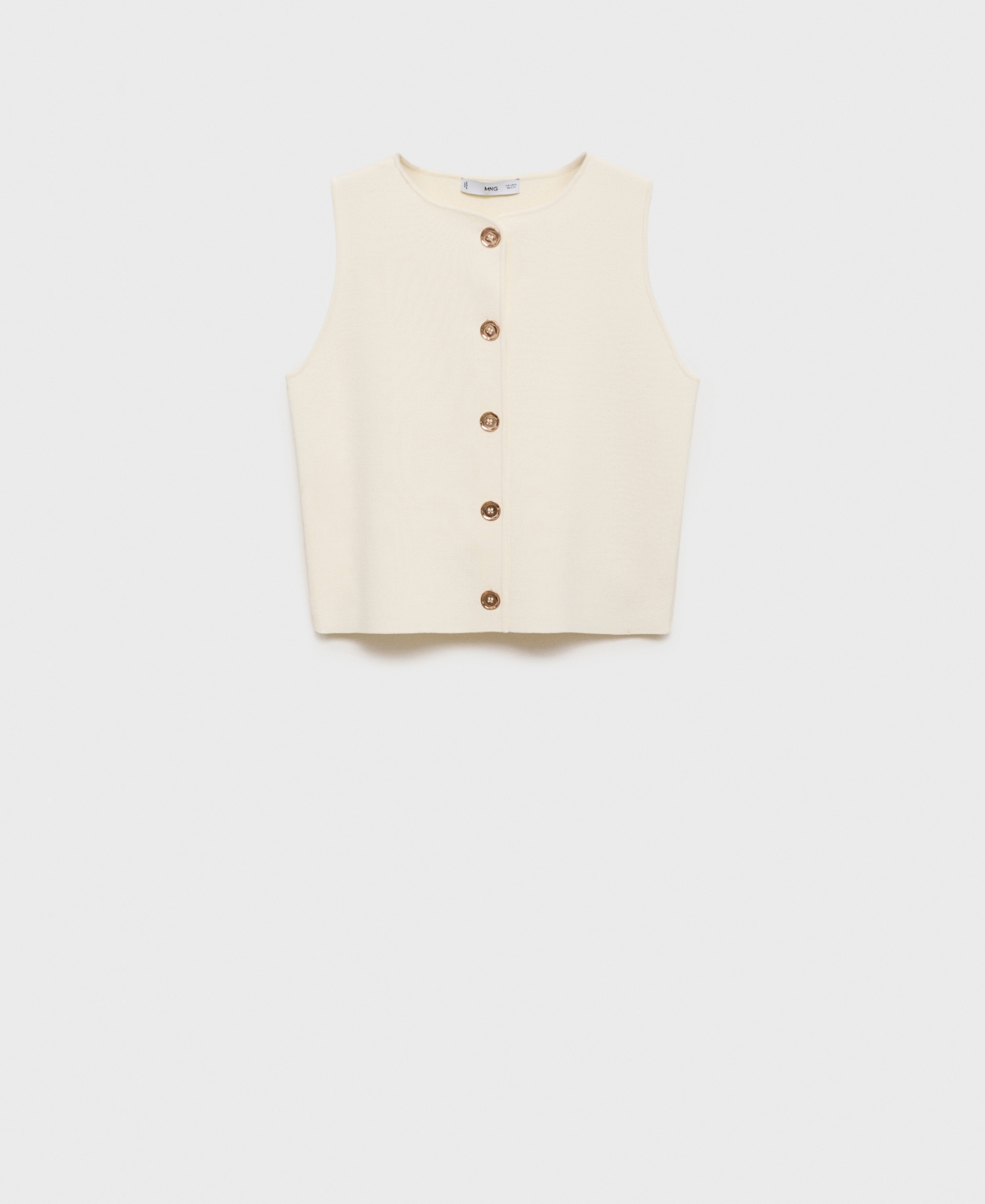 Mango Fine Knit Vest In Ecru
