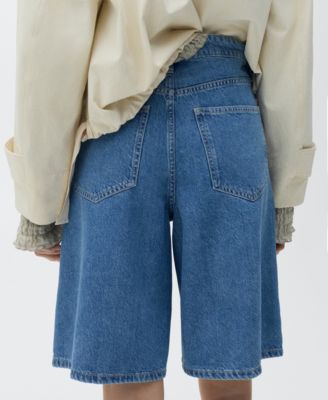 MANGO Women's Bermuda Wide Leg Shorts