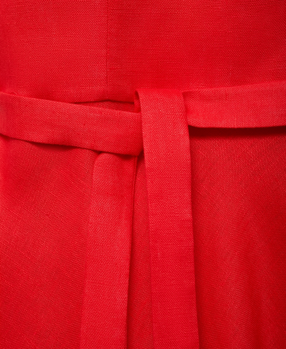 Mango Bow Linen-blend Dress Red In Red