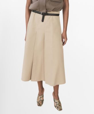 MANGO - Women's Pleated Detail Flared Skirt