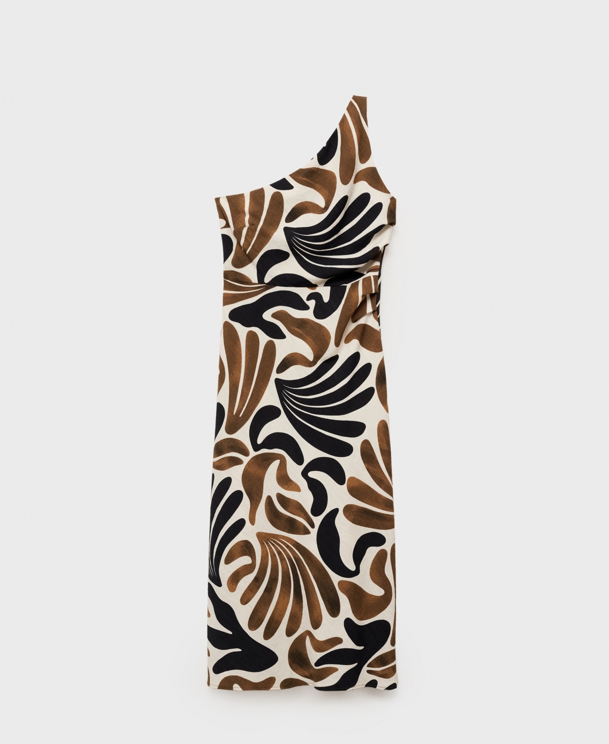 Shop Mango Women's Abstract Leaf Print Dress In Brown