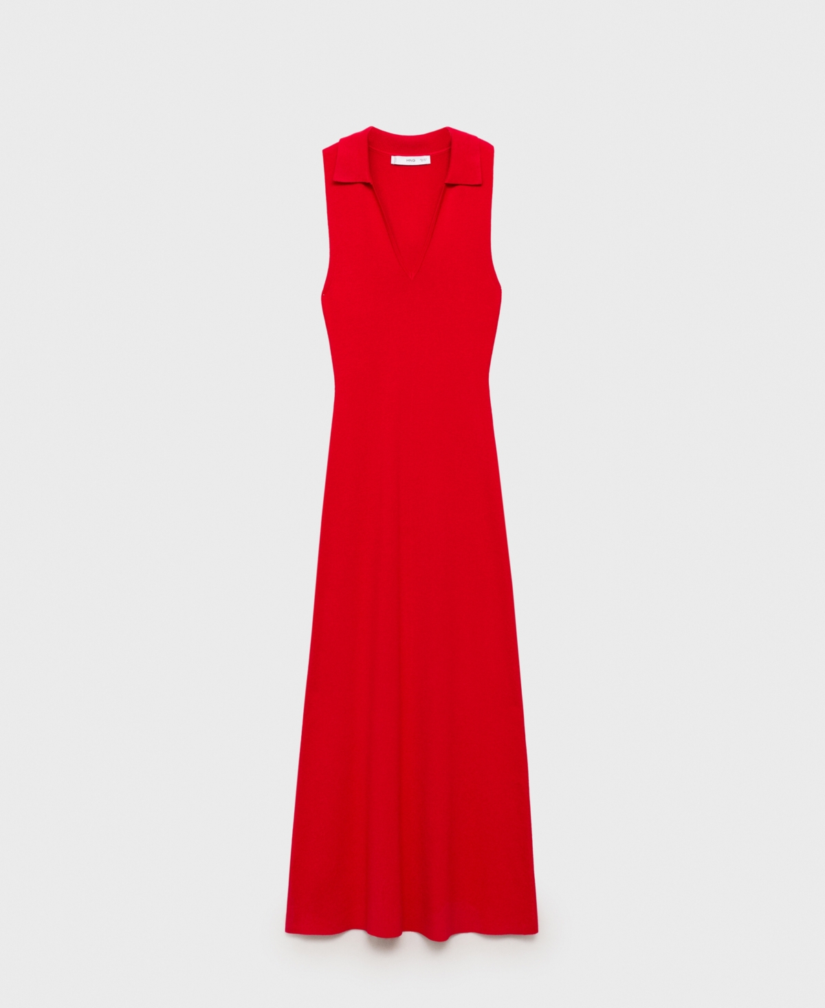 Shop Mango Women's Lapel Knitted Midi Dress In Red