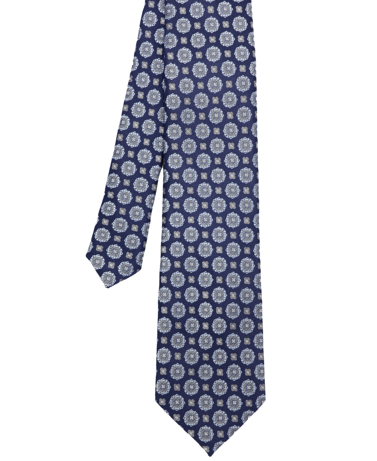 Men's Medallion Silk Tie - Navy Pale Blue
