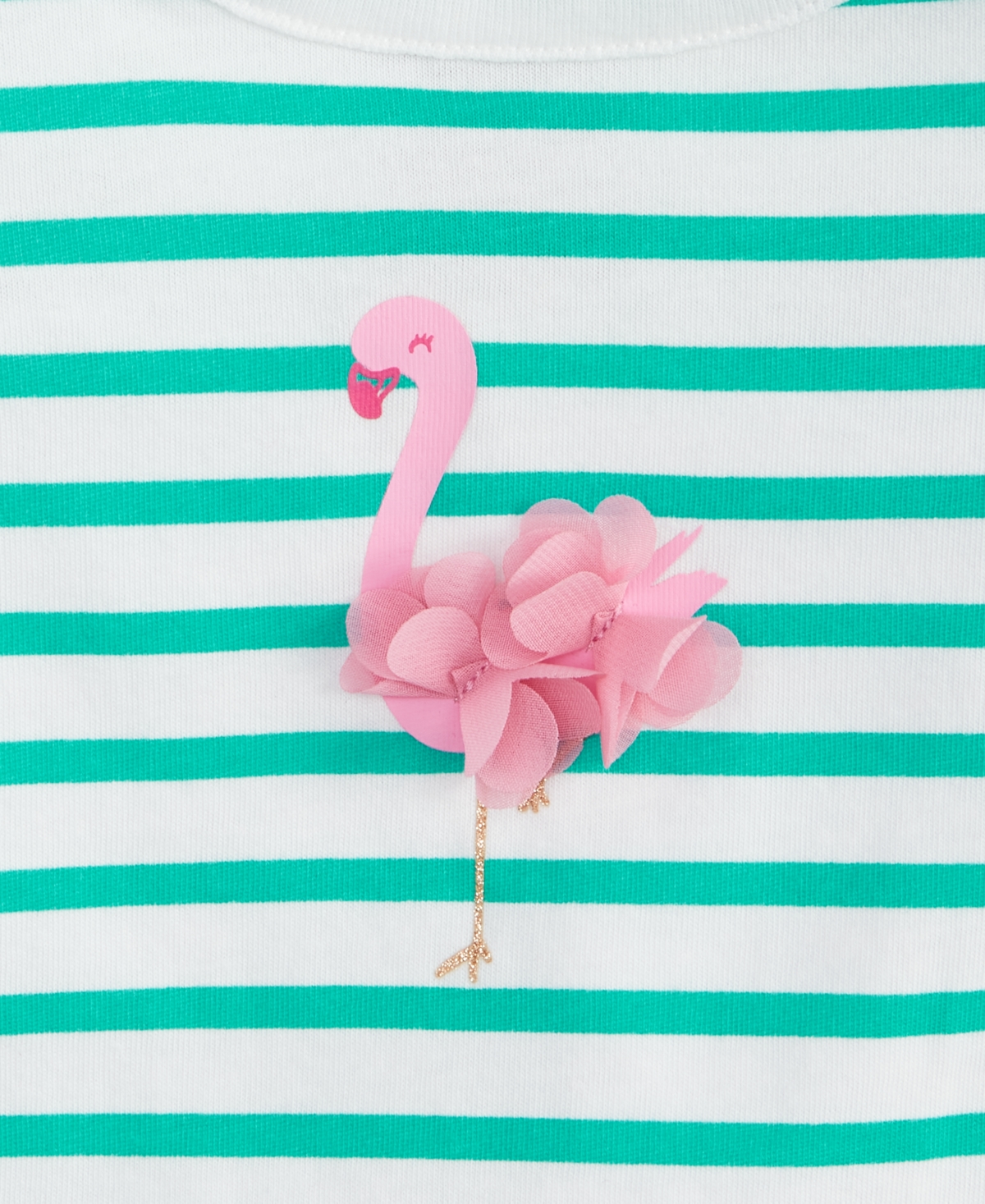 First Impressions Baby Girls Flamingo Graphic Striped Flutter-sleeve T-shirt, Exclusively At Macy's