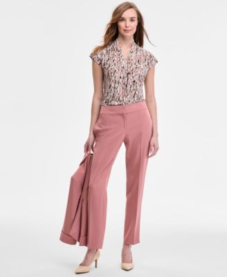 Kasper - Press-Pleat Fly-Front Pants, Regular & Petite Sizes