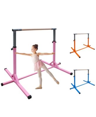 Streamdale Gymnastics Bar for Kids, Adjustable Height Gym Bar, Junior Training Kip Bar for Home, Built for kids 3+ Years Pink