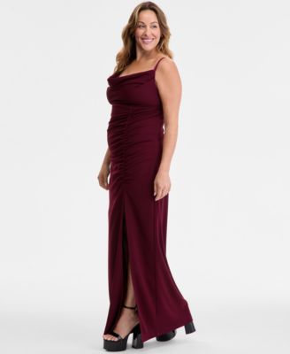 Trendy Plus Size Cowlneck Side-Ruched Maxi Dress, Created for Macy's